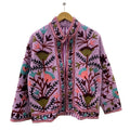 Giacca Suzani TNT Bianca e Rossa Fatta a Mano – Cappotto Boho Ricamato Botanico-TNT15