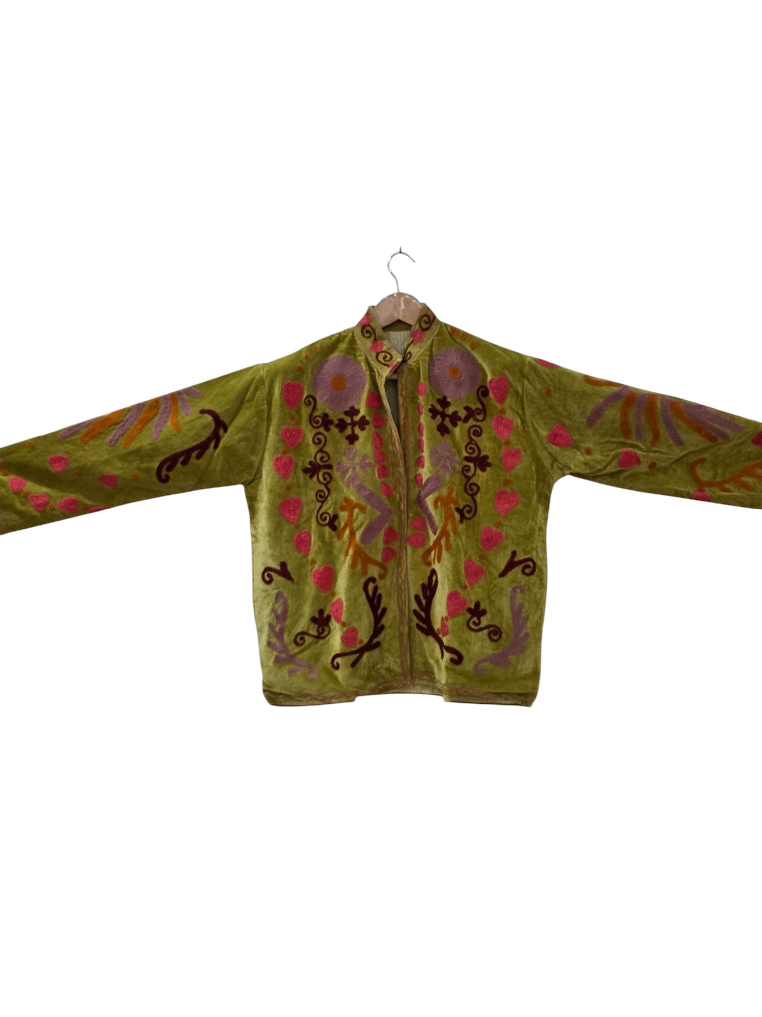 Giacca bomber in velluto ricamata a mano Suzani - VT09