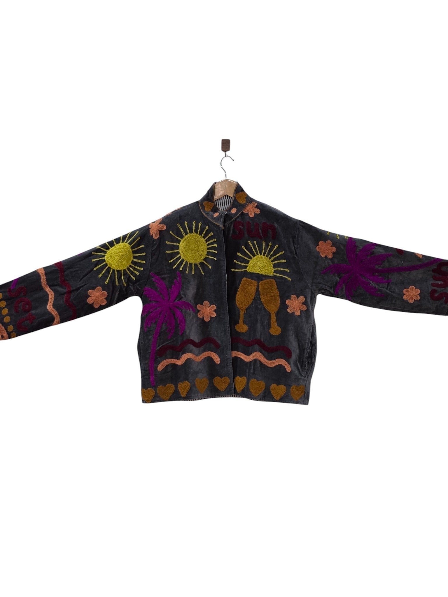 Bohemian Embroidered Suzani Velvet Unisex Sunset Jacket - VT11