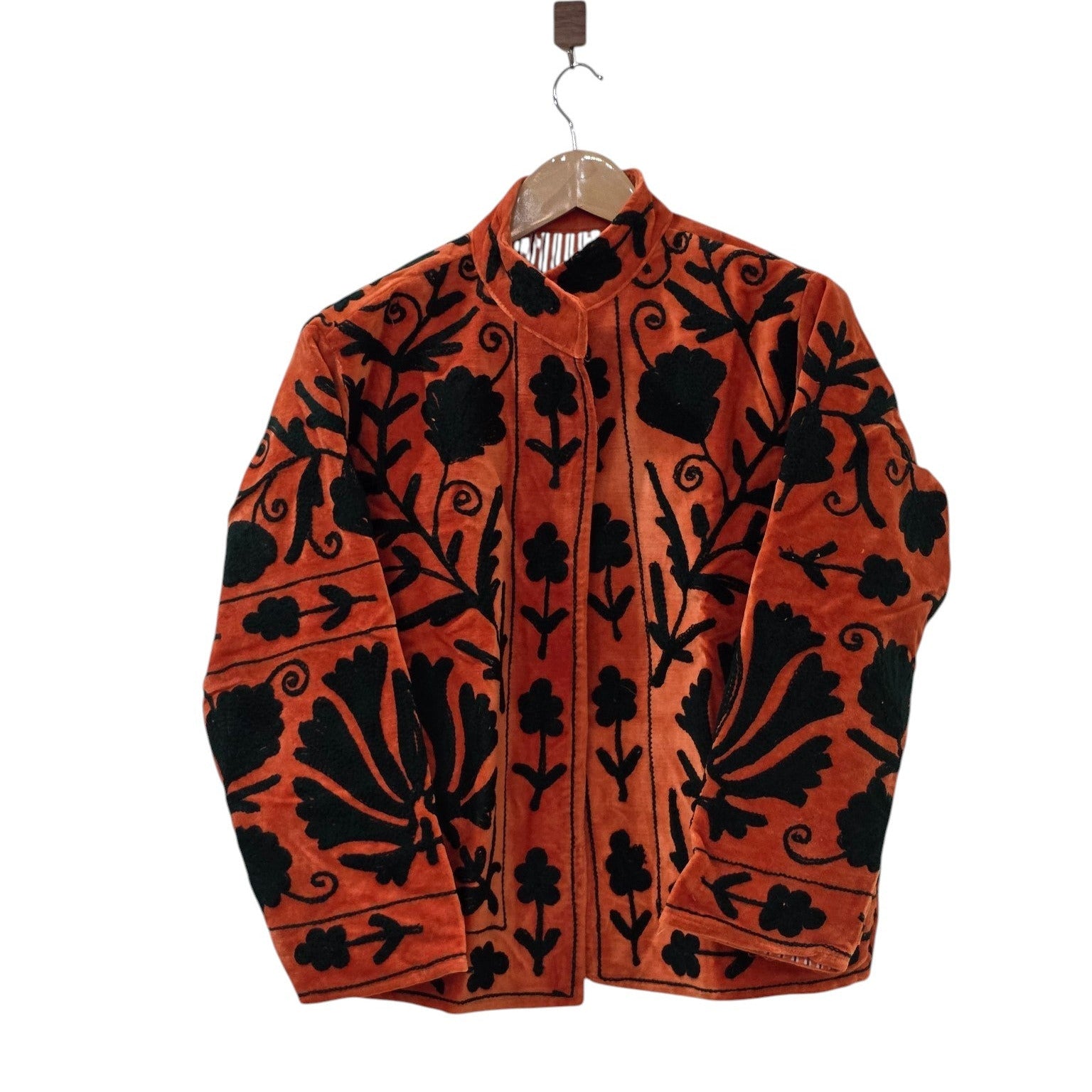 Hand Embroidered Bohemian Suzani Unisex Jacket Orange - VT12