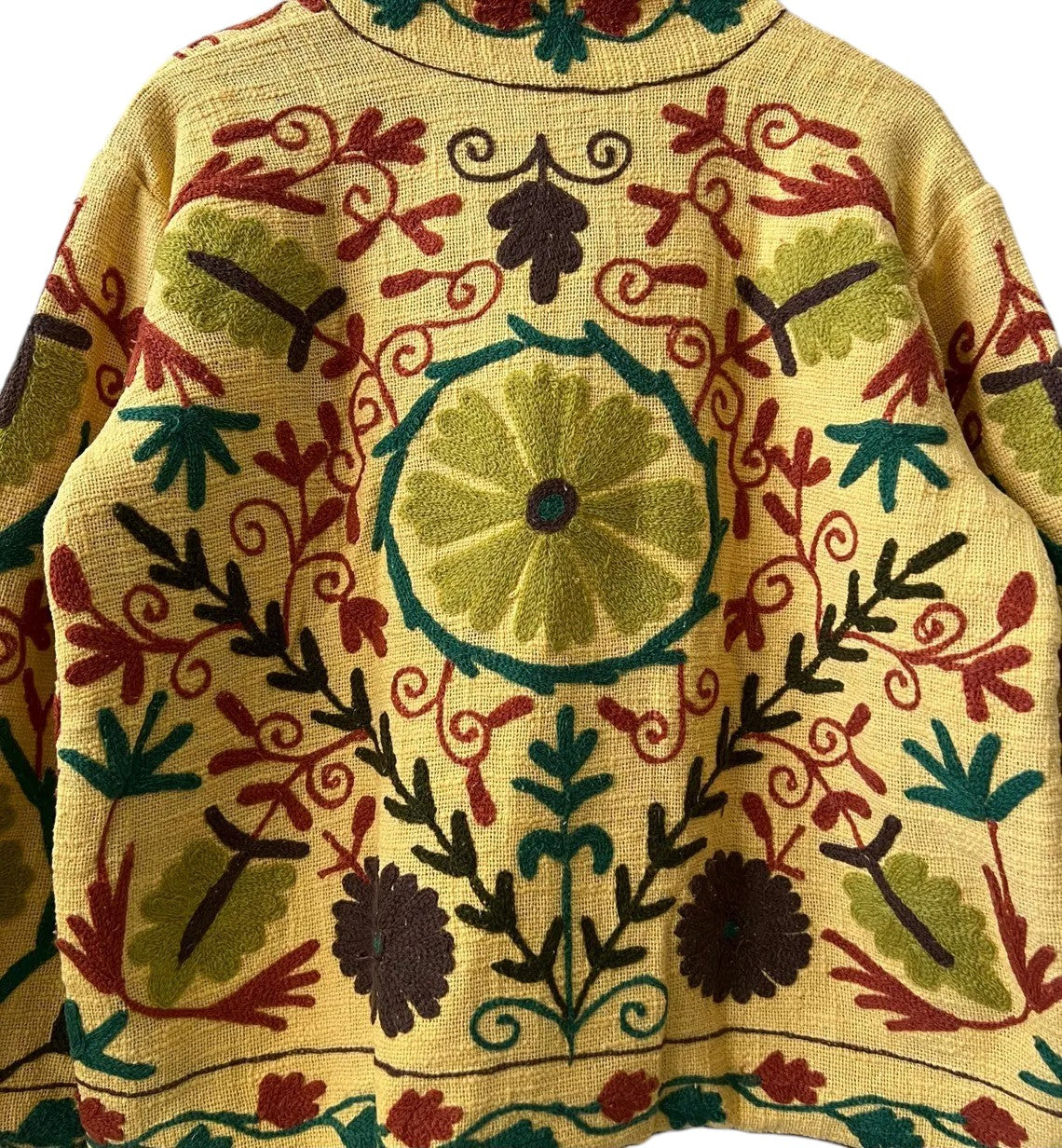 Handgefertigte weiß-rote TNT Suzani Jacke – Boho bestickter Mantel – TNT15