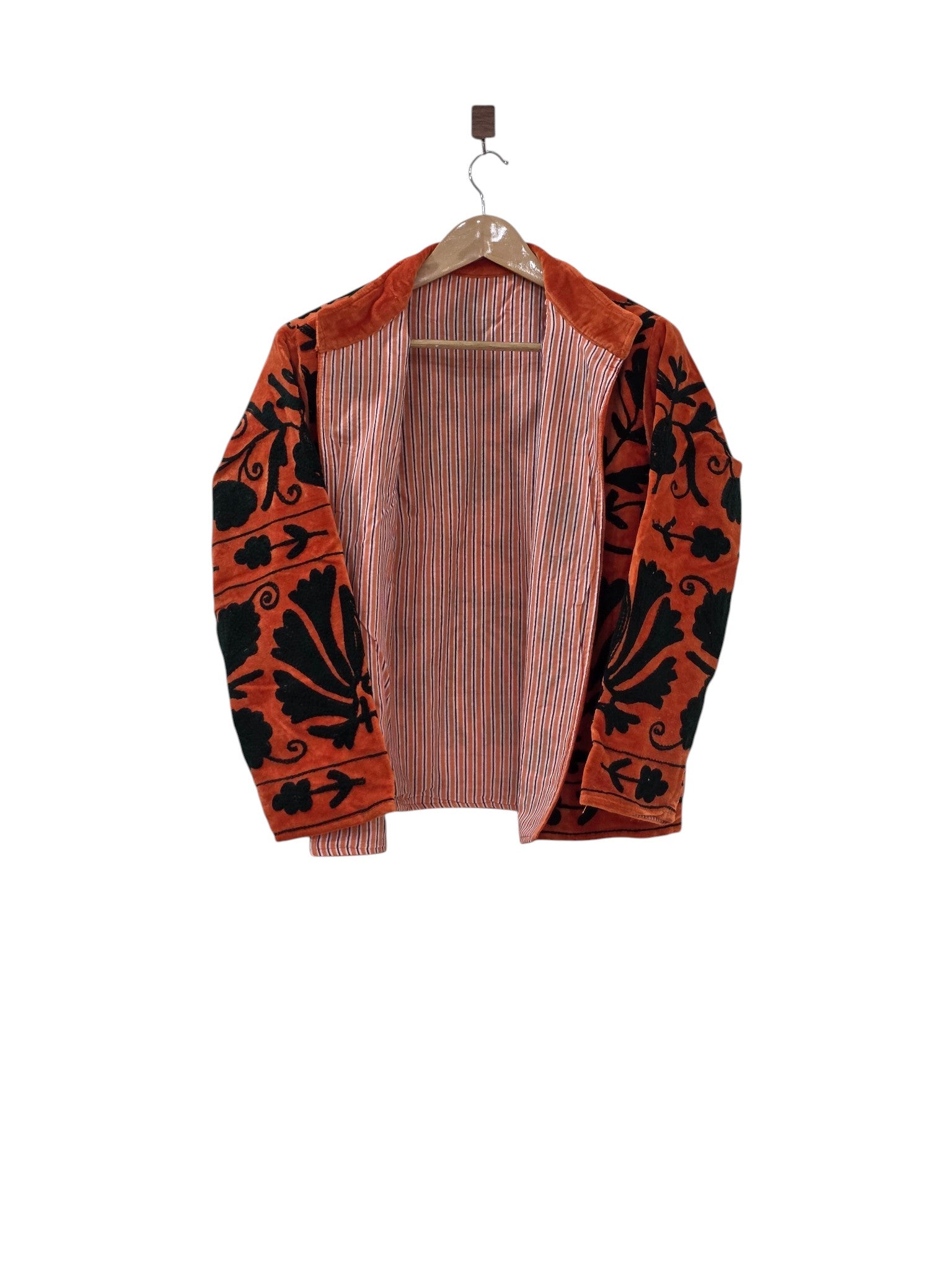 Hand Embroidered Bohemian Suzani Unisex Jacket Orange - VT12