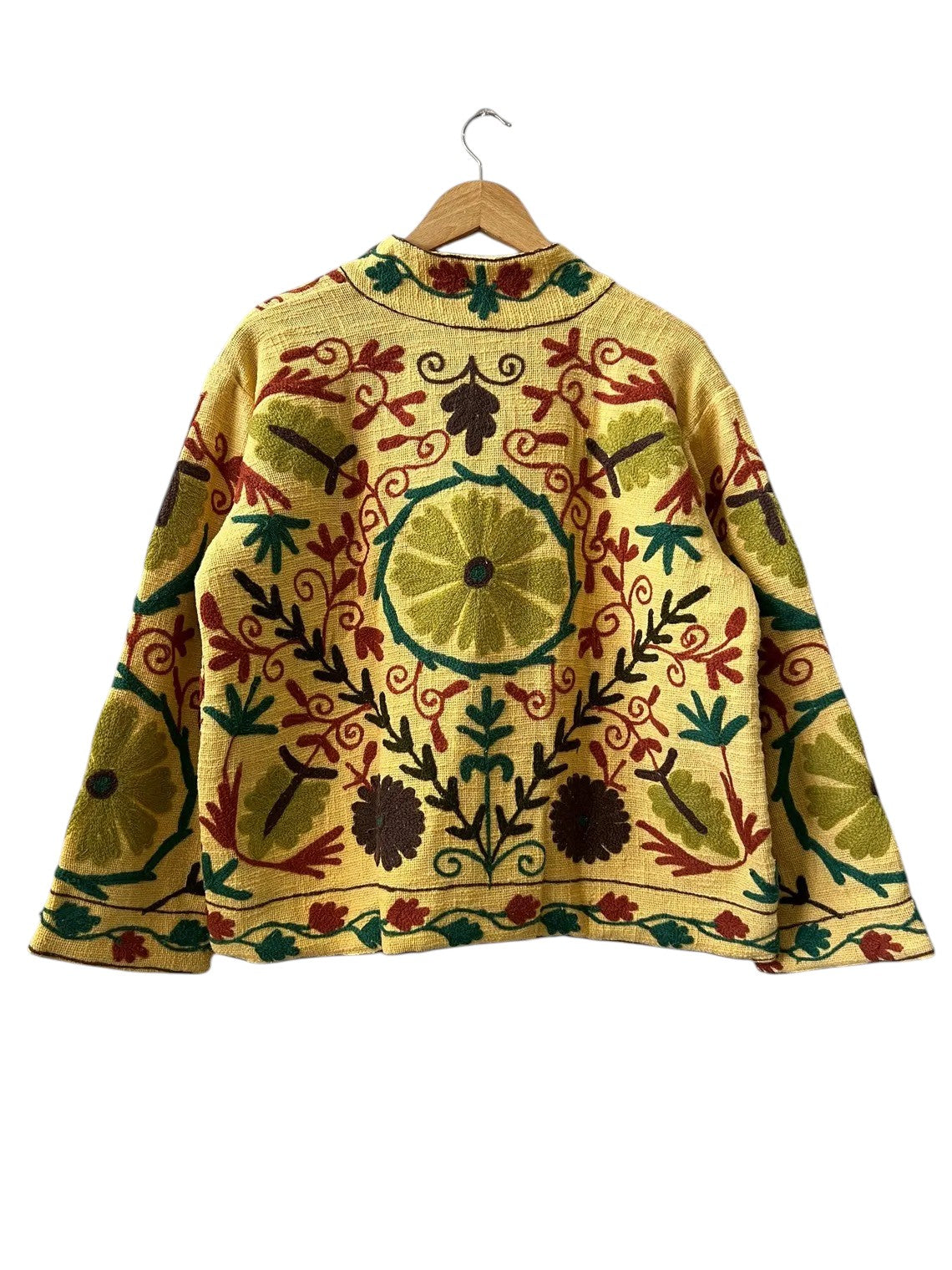 Handgefertigte weiß-rote TNT Suzani Jacke – Boho bestickter Mantel – TNT15