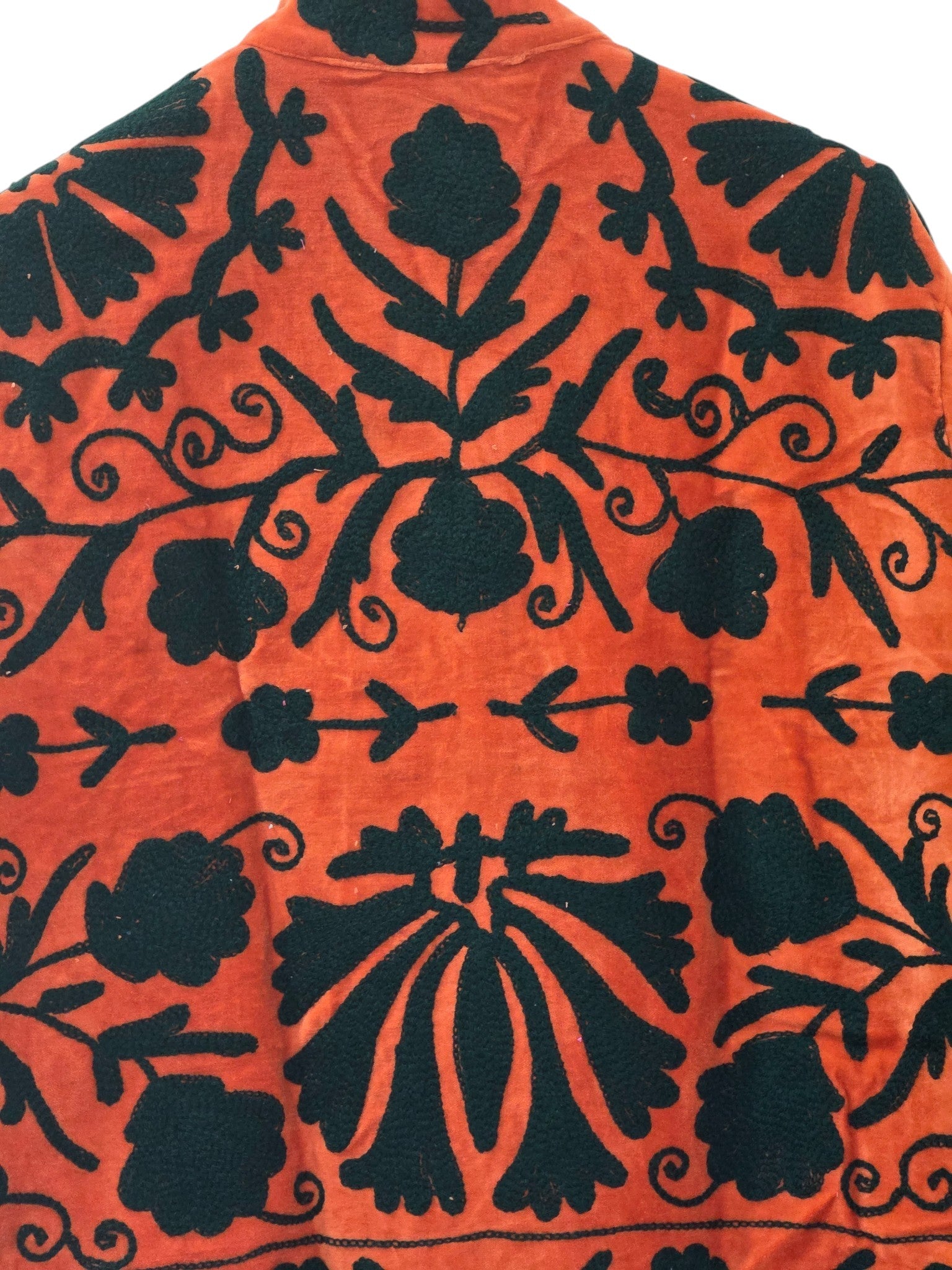 Hand Embroidered Bohemian Suzani Unisex Jacket Orange - VT12