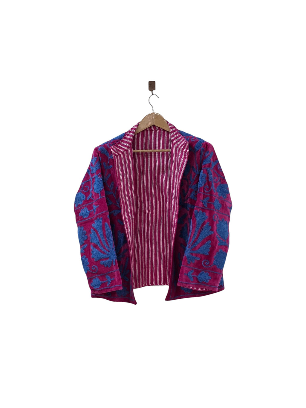 Giacca da donna in velluto Suzani ricamata viola - VT13