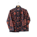 Black Handmade Velvet Suzani Embroidered Bomber Jacket - VT14