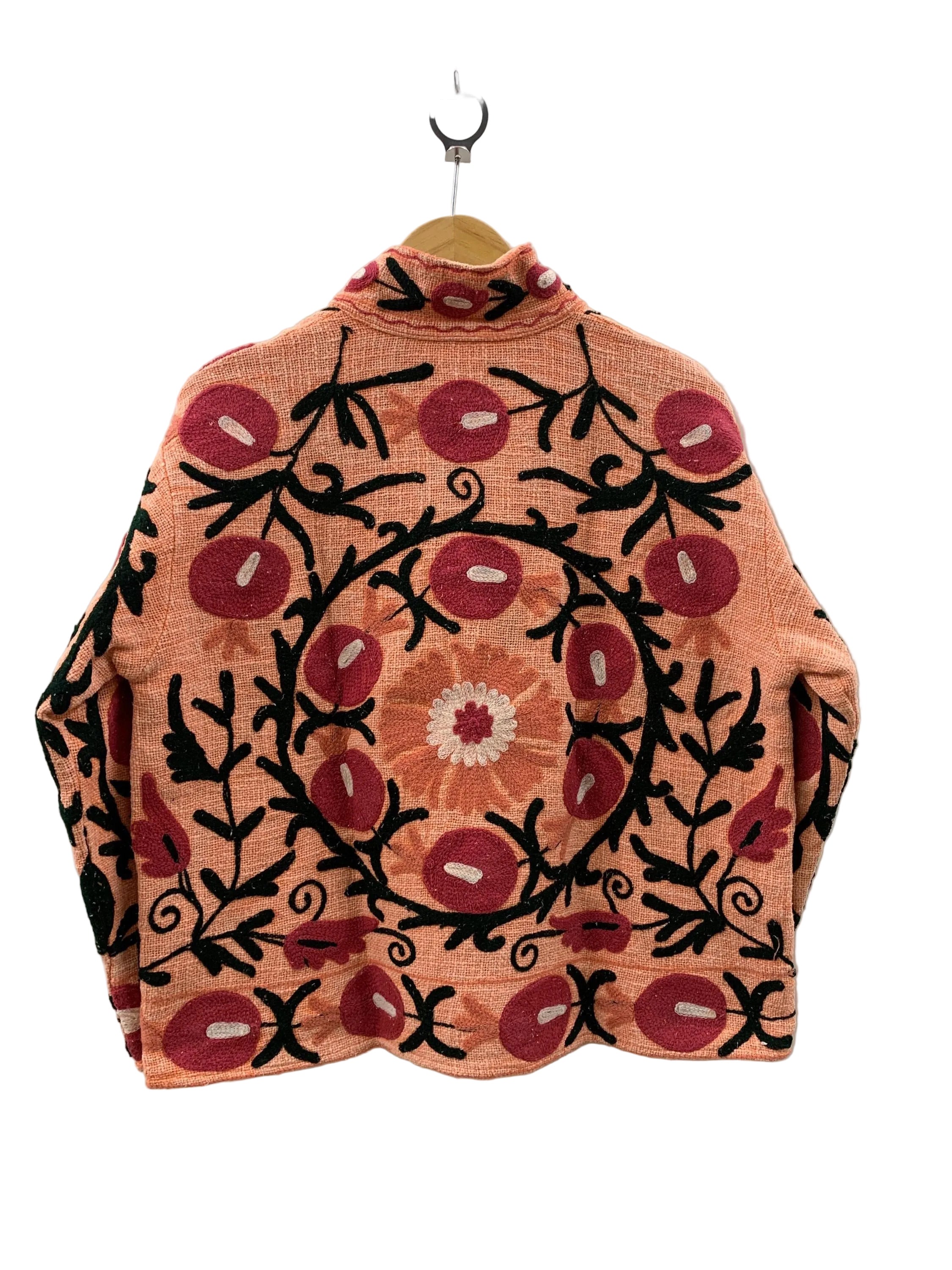 Handmade Peach Pomegranate TNT Suzani Jacket – Boho Embroidered Coat - TNT28