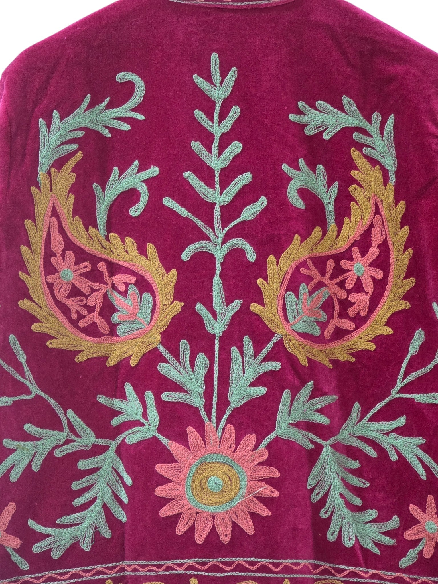 Magenta Samt Suzani bestickte Paisley Design Jacke - VT19