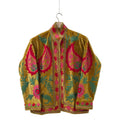 Suzani Embroidered Paisley Design Velvet Mustard Yellow Jacket - VT20
