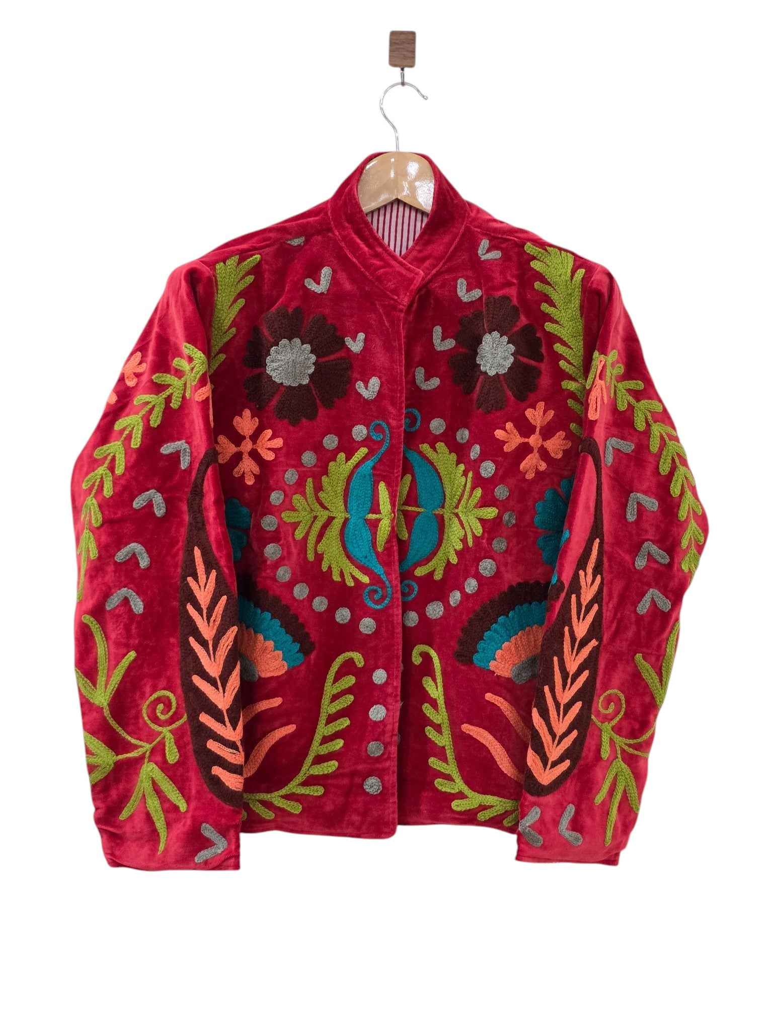 Handgefertigte Suzani bestickte Samtjacke mit Paisley-Muster – VT21