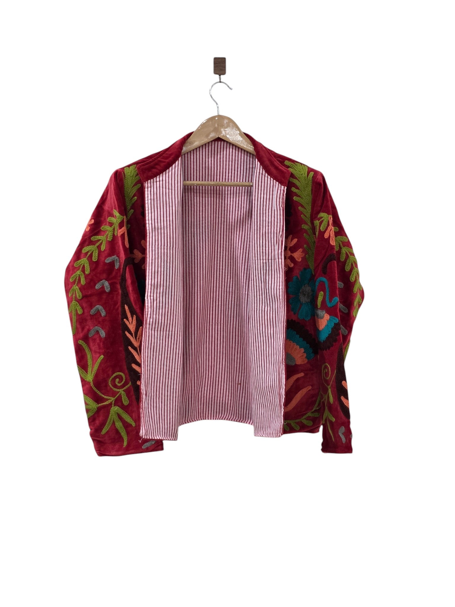 Handgefertigte Suzani bestickte Samtjacke mit Paisley-Muster – VT21