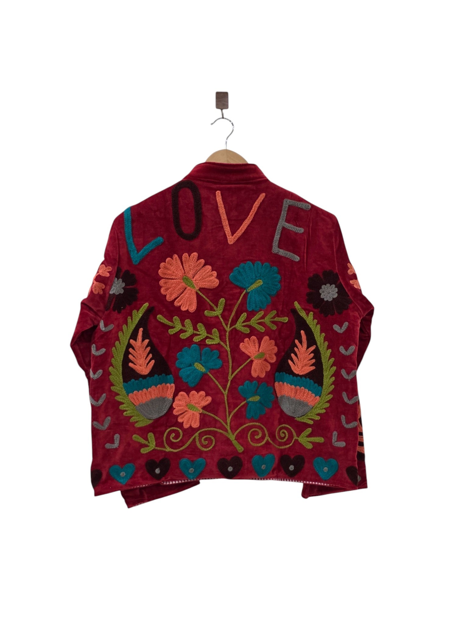 Handgefertigte Suzani bestickte Samtjacke mit Paisley-Muster – VT21