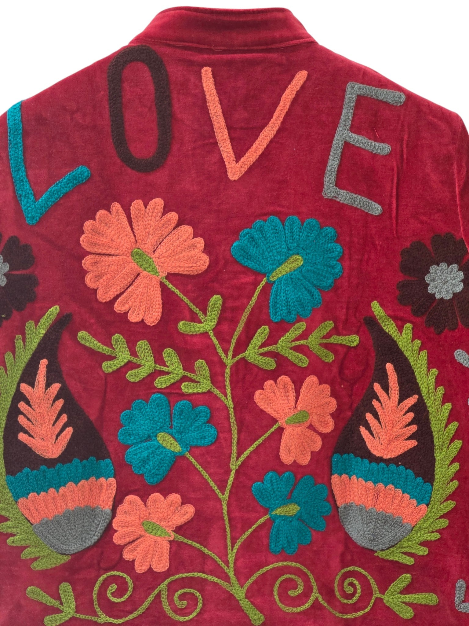 Handgefertigte Suzani bestickte Samtjacke mit Paisley-Muster – VT21
