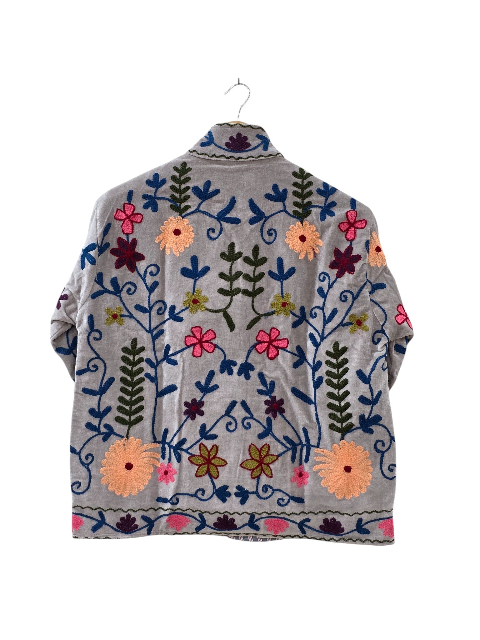 Damen Jacke Samt Stickerei Suzani Blumenmuster - VT22