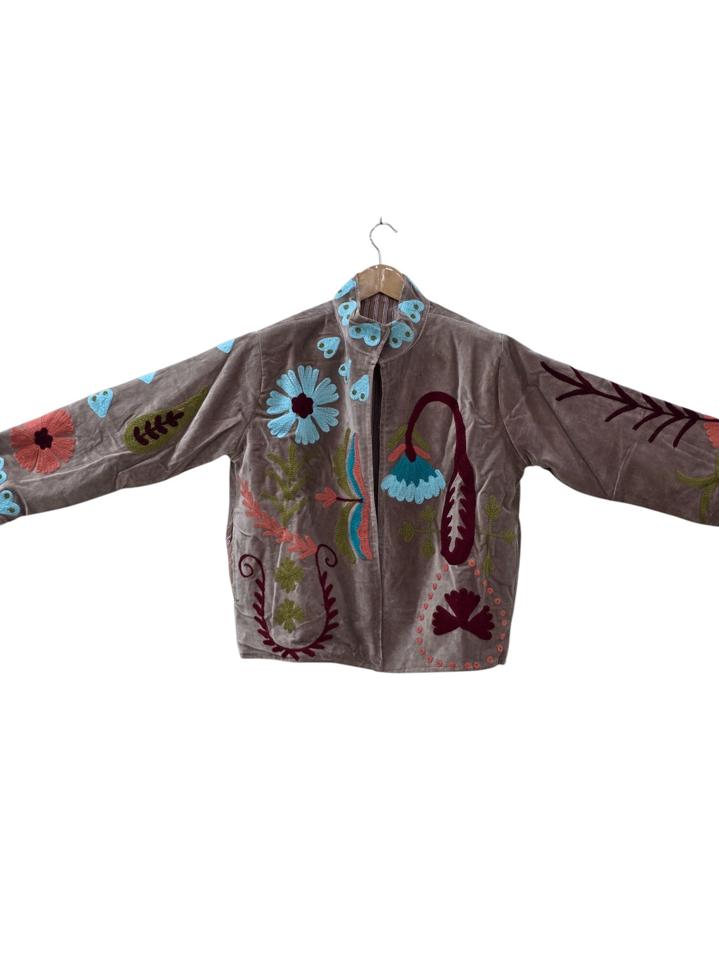 Indian Hand Embroidered Suzani Velvet Love Design Jacket - VT23