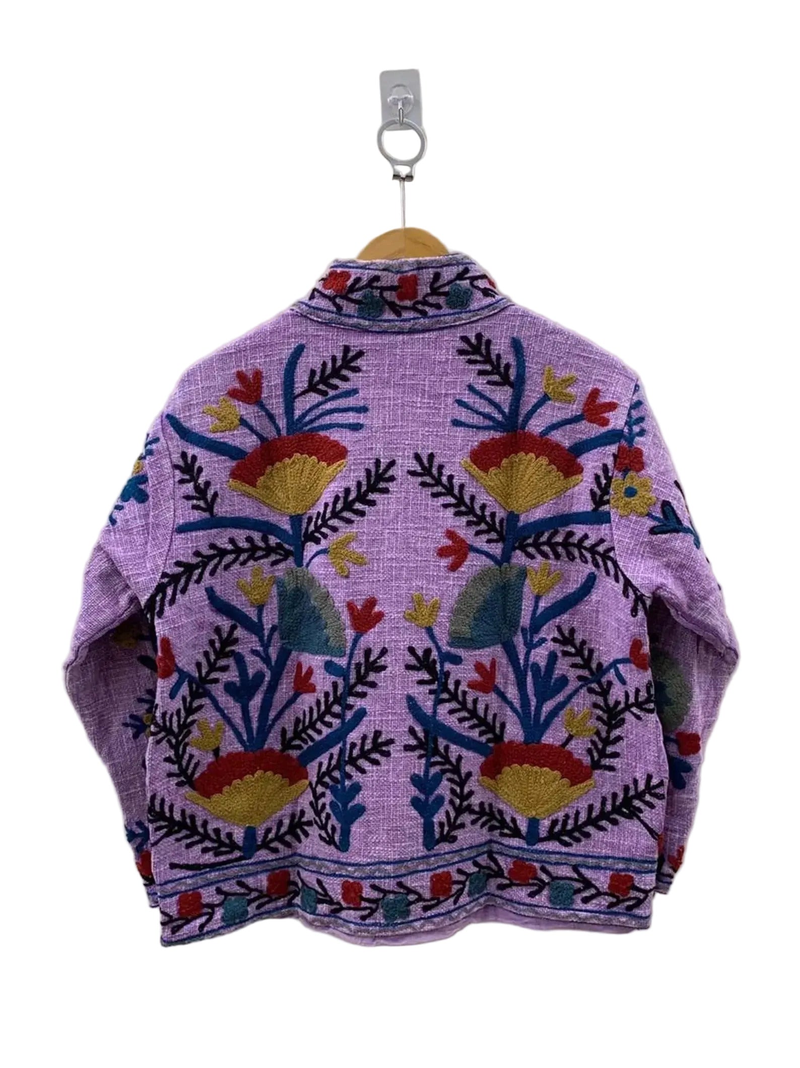 Handmade Lavender TNT Suzani Jacket – Boho Floral Embroidered Coat - TNT35