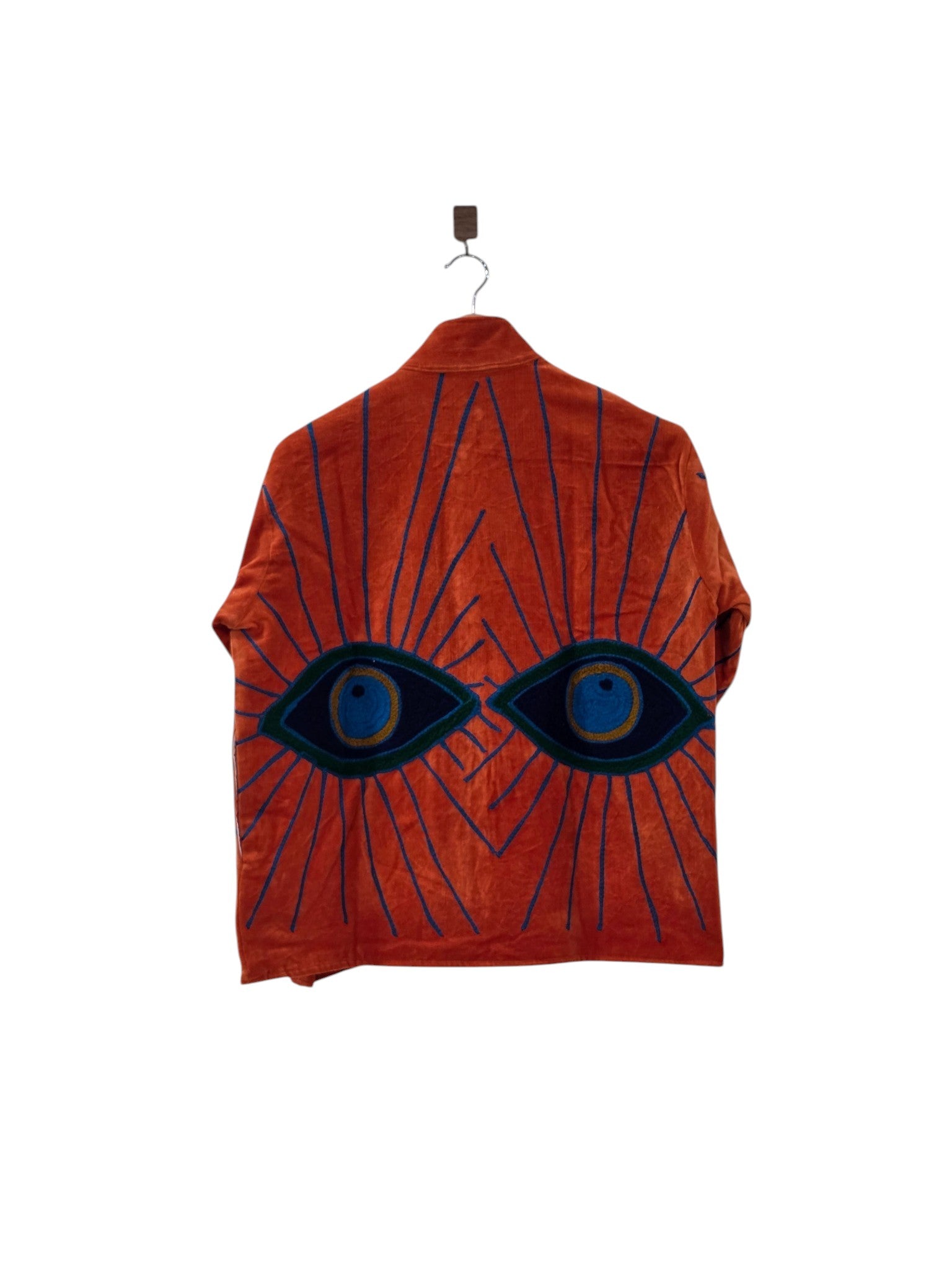 Bestickte Samtjacke mit Bösem Blick Suzani Orange - VT27