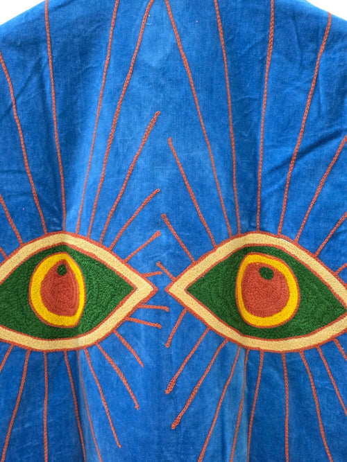 Bestickte Samtjacke mit Nazar-Muster, Blau – VT28