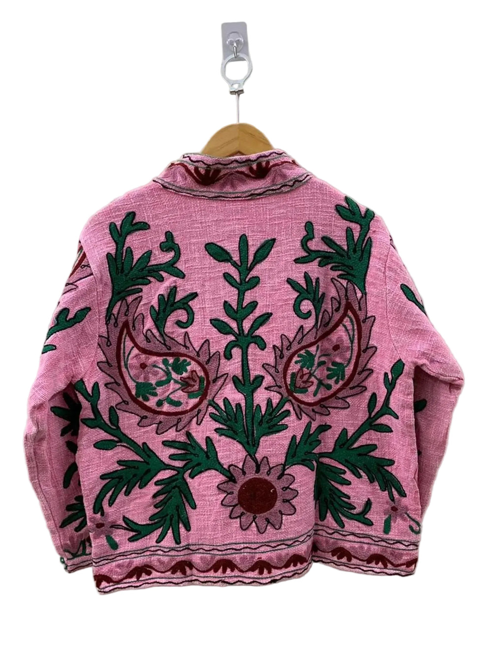 Handmade Pink TNT Suzani Jacket – Boho Paisley Embroidered Coa t - TNT37
