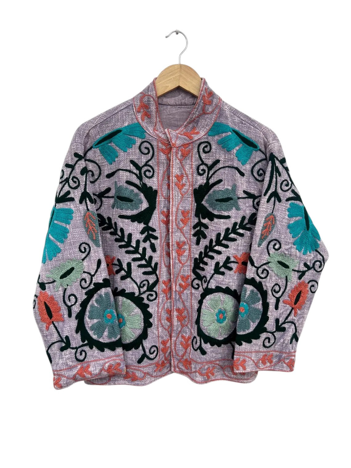 Lila-violette bestickte TNT-Jacke | Floraler Boho-Mantel | Handgefertigt in Indien-TNT4
