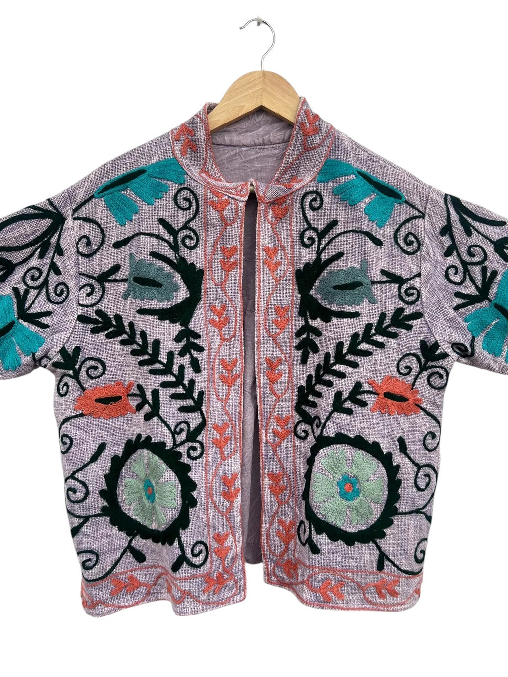 Lila-violette bestickte TNT-Jacke | Floraler Boho-Mantel | Handgefertigt in Indien-TNT4