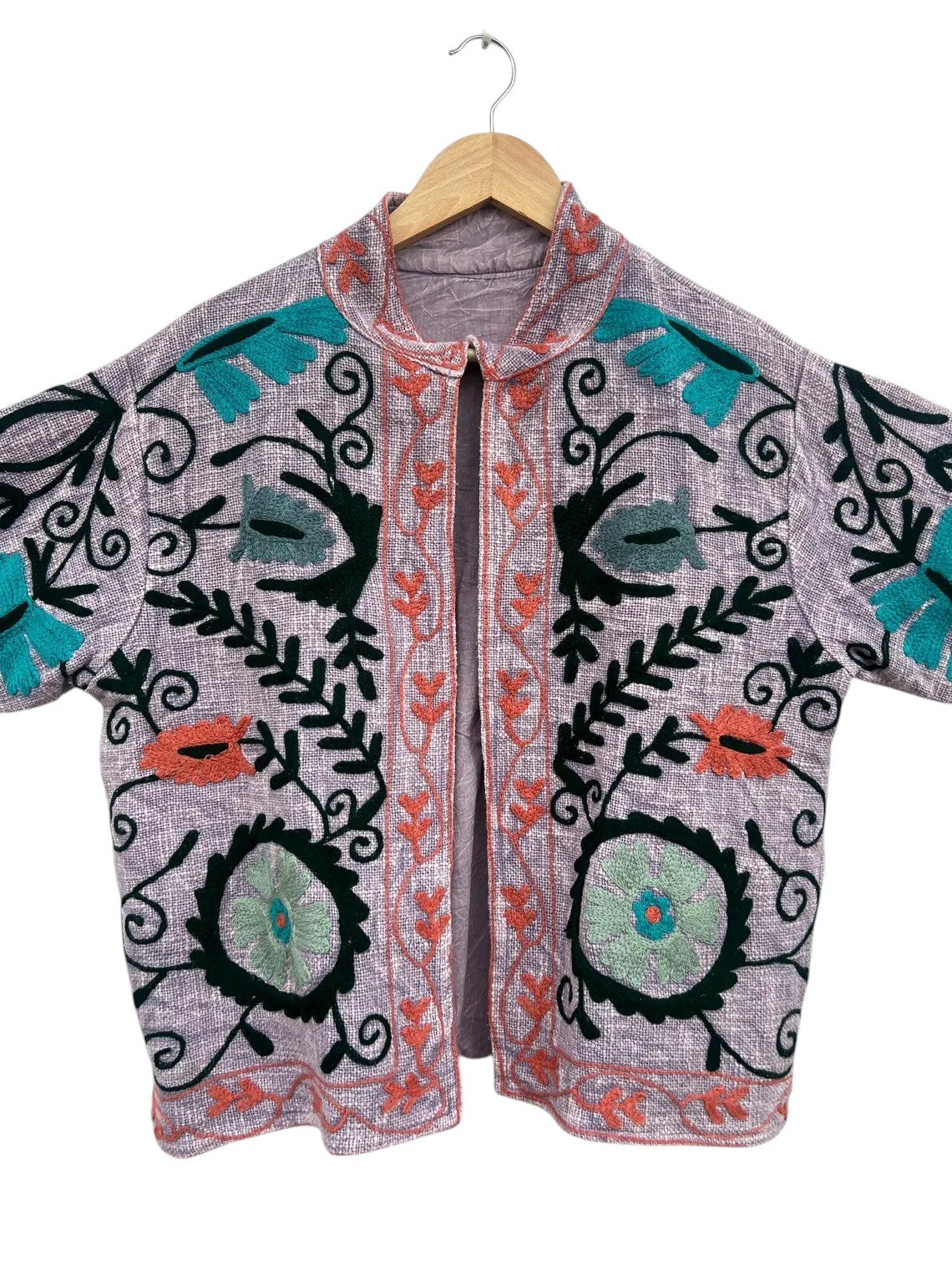Lila-violette bestickte TNT-Jacke | Floraler Boho-Mantel | Handgefertigt in Indien-TNT4