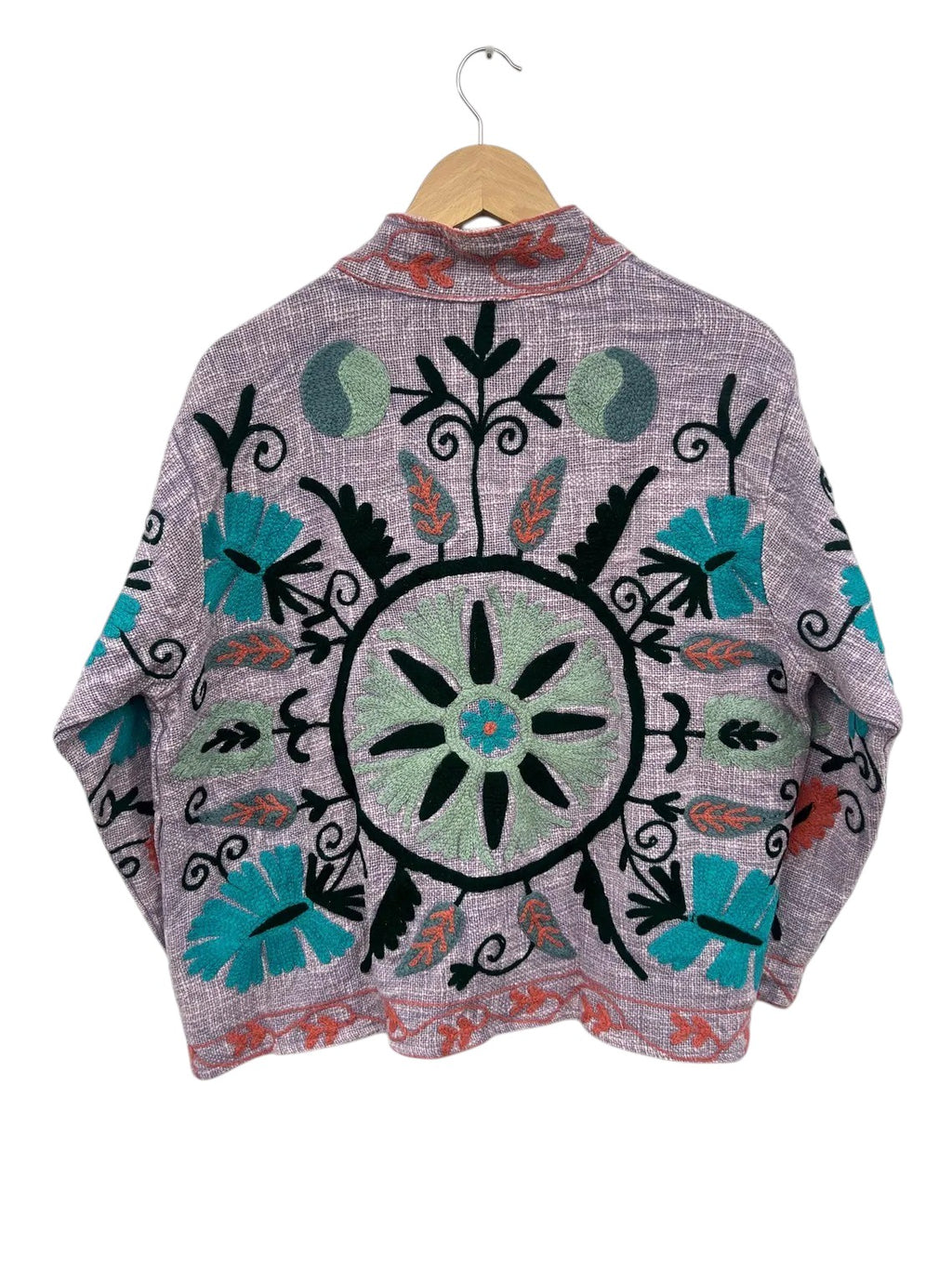 Lila-violette bestickte TNT-Jacke | Floraler Boho-Mantel | Handgefertigt in Indien-TNT4