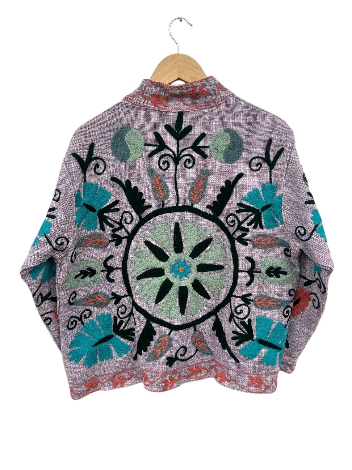 Lila-violette bestickte TNT-Jacke | Floraler Boho-Mantel | Handgefertigt in Indien-TNT4