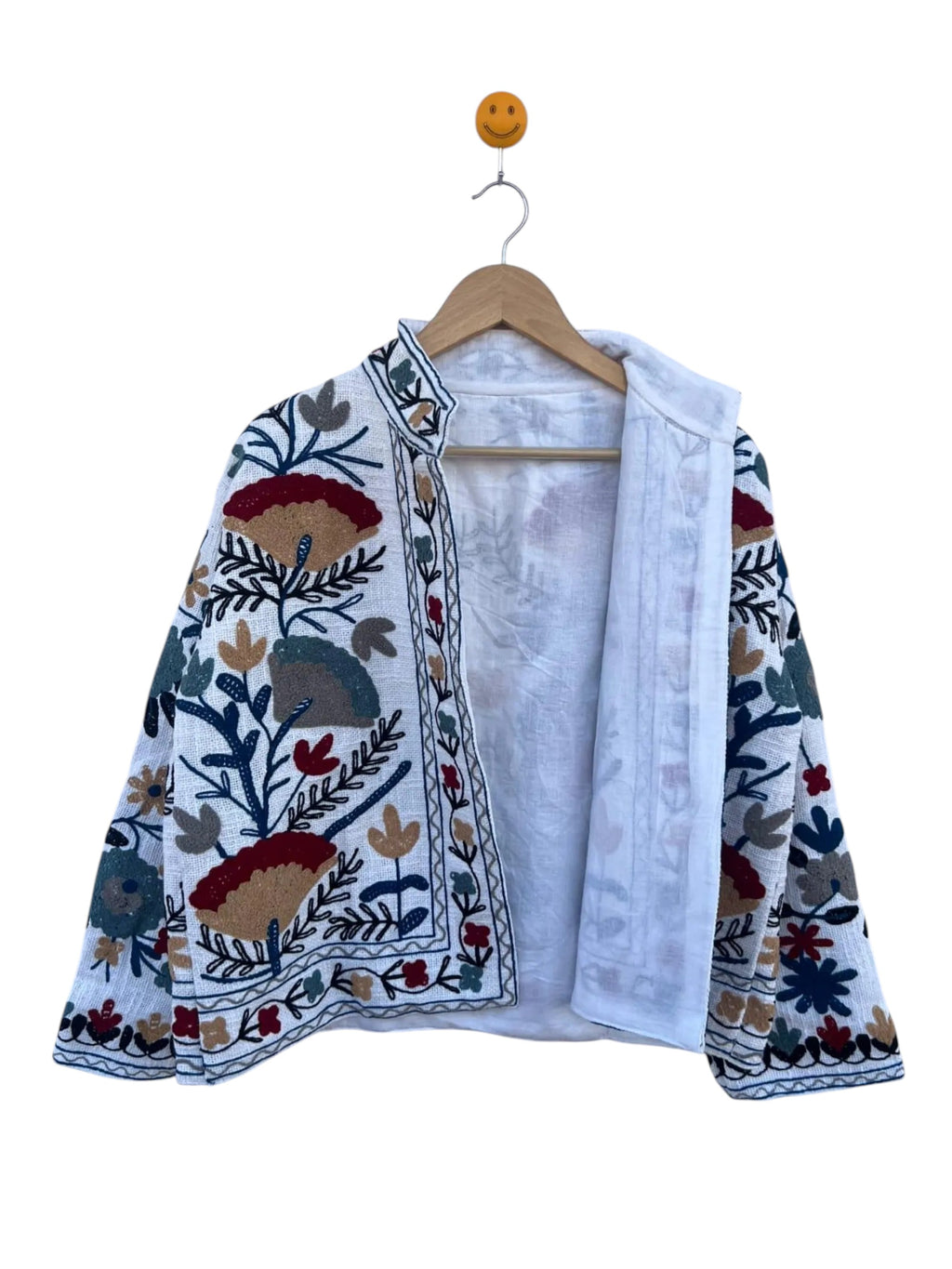 Cream Woven Floral TNT Jacket | Bohemian Statement Coat - TNT04