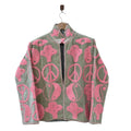 Indische rosa bestickte Suzani Samtjacke Unisex - VT05