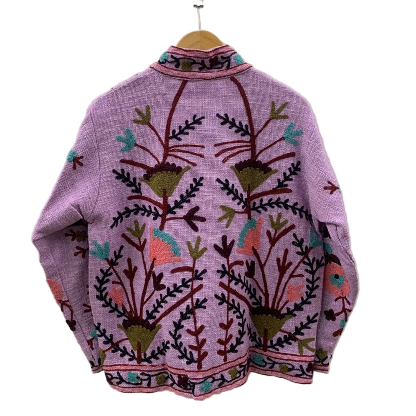 Handmade Purple TNT Suzani Jacket – Boho Lined Embroidered Coat - TNT22
