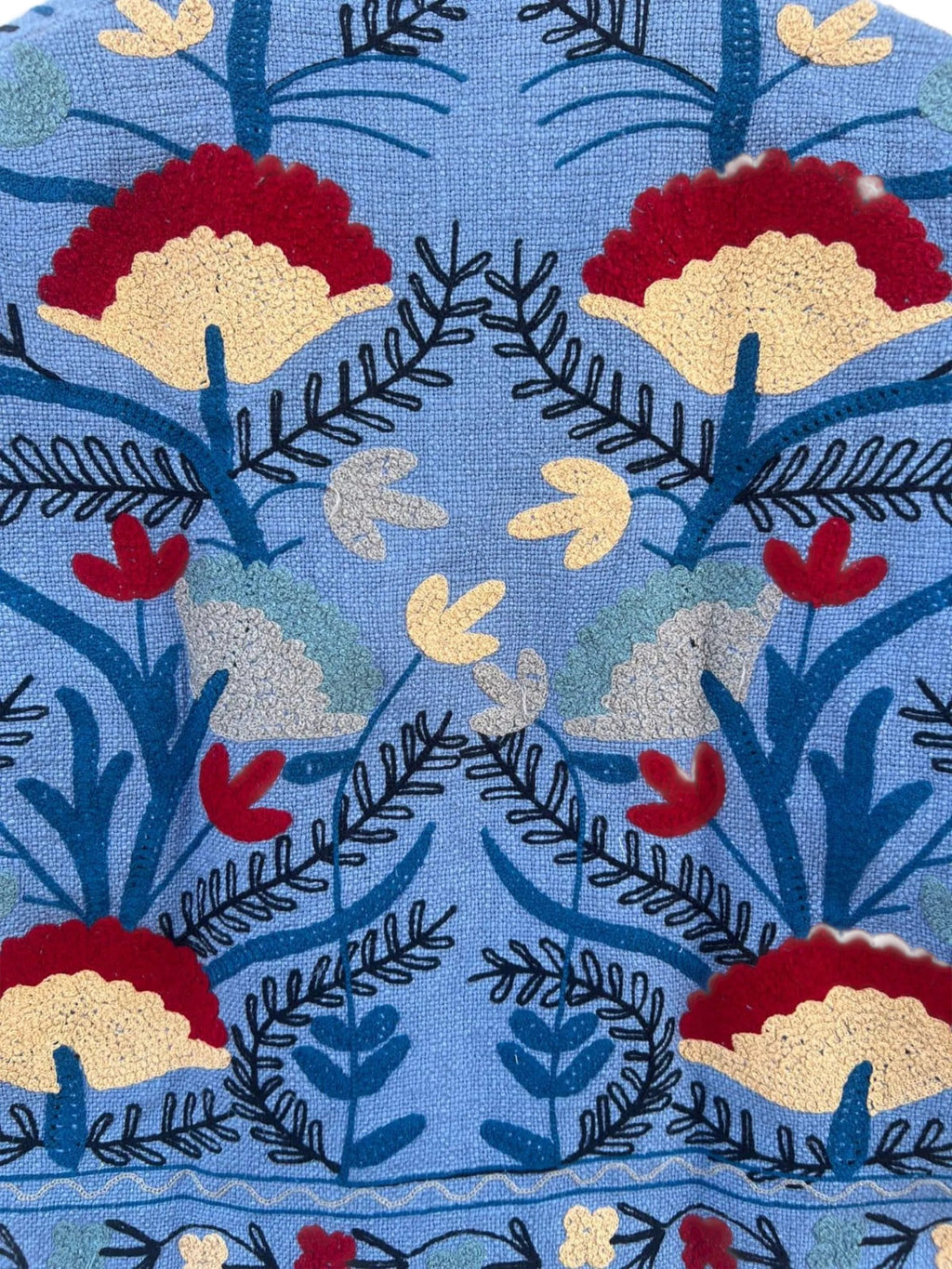 Handmade Blue Floral TNT Suzani Jacket – Boho Embroidered Short Coat - TNT05