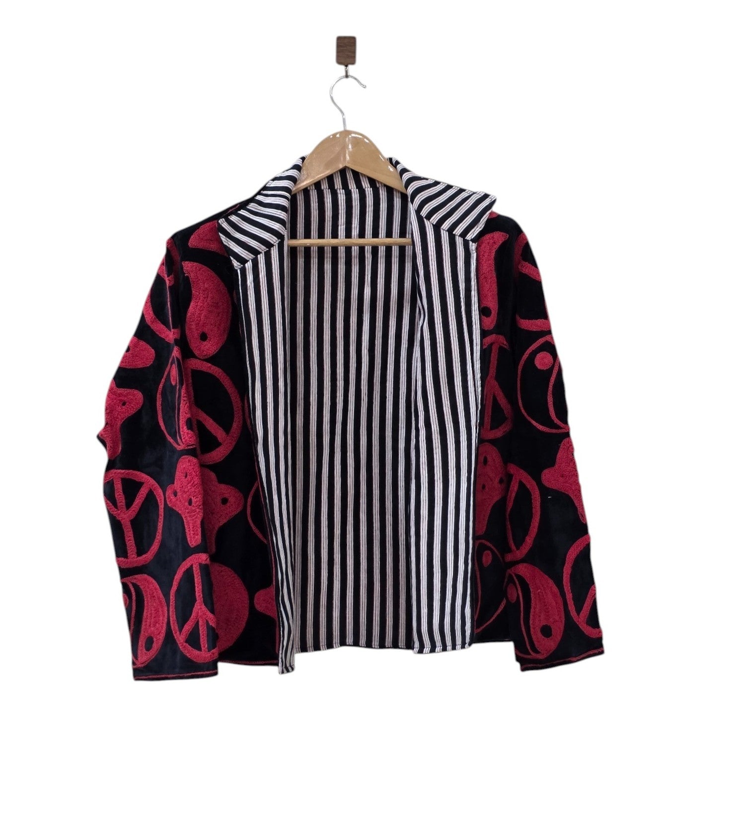 Giacca Nera in Velluto Suzani Ricamata Nomade Unisex - VT06