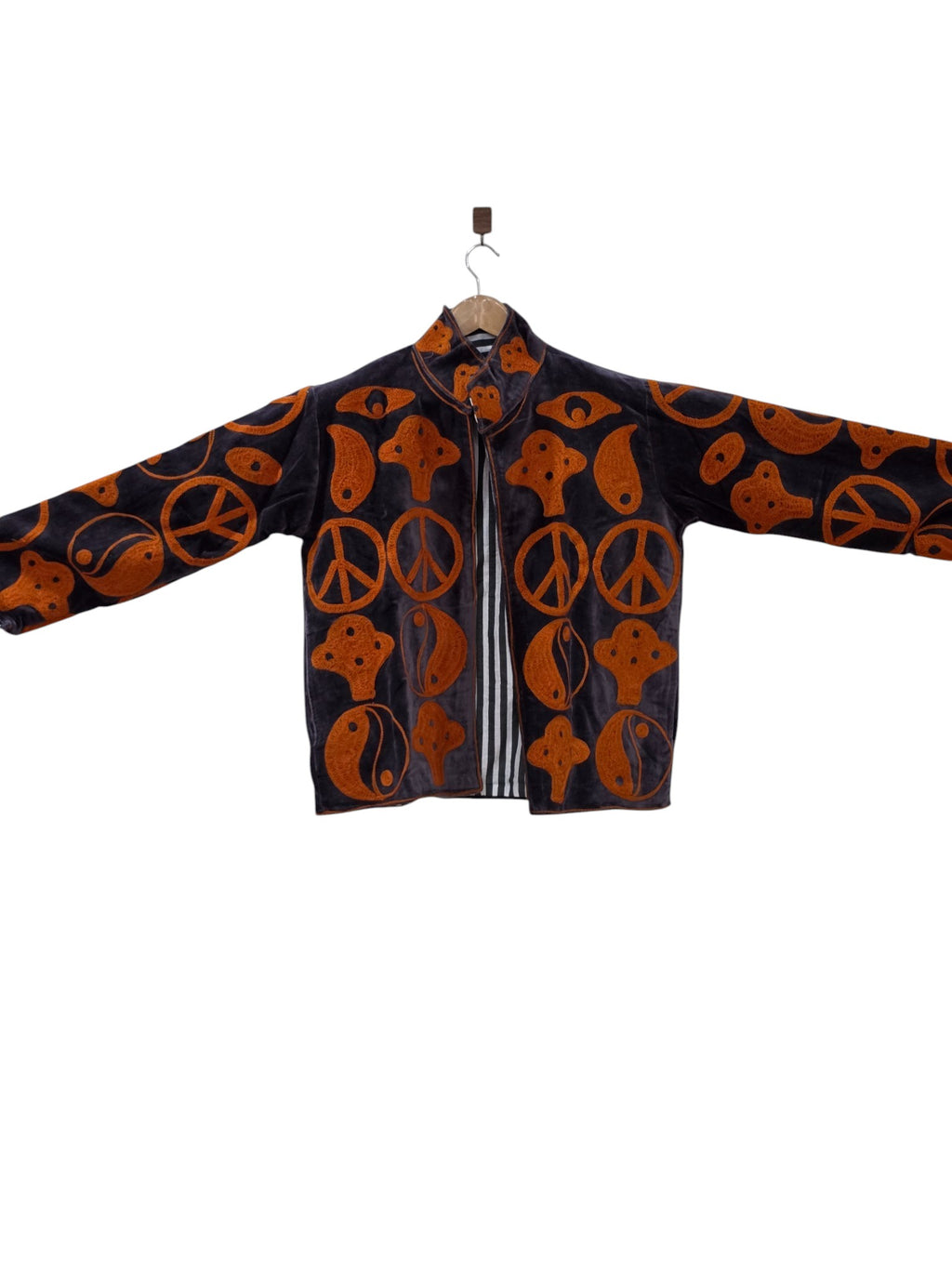Black Nomadic Embroidered Suzani Velvet Jacket - VT08