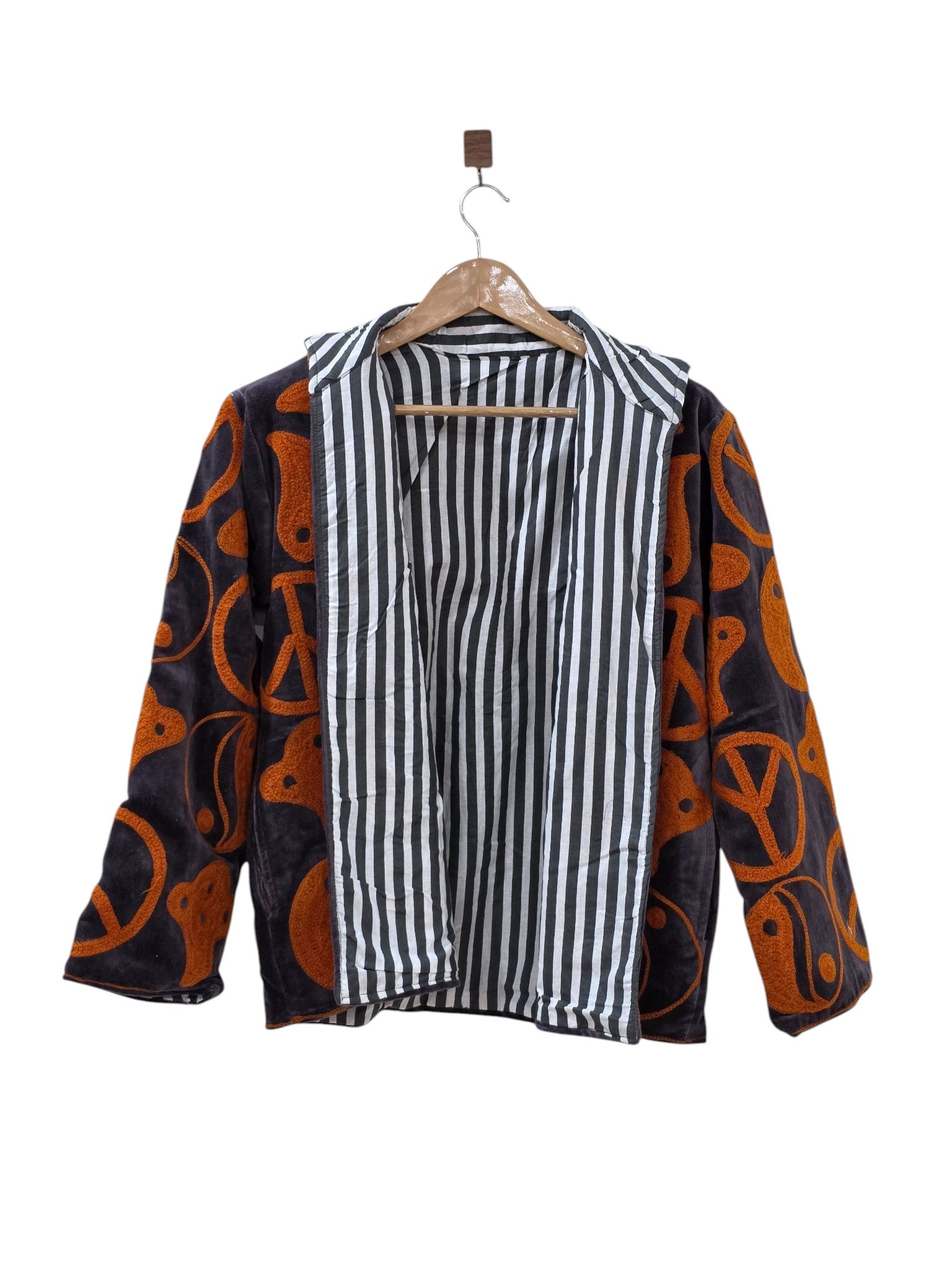 Black Nomadic Embroidered Suzani Velvet Jacket - VT08