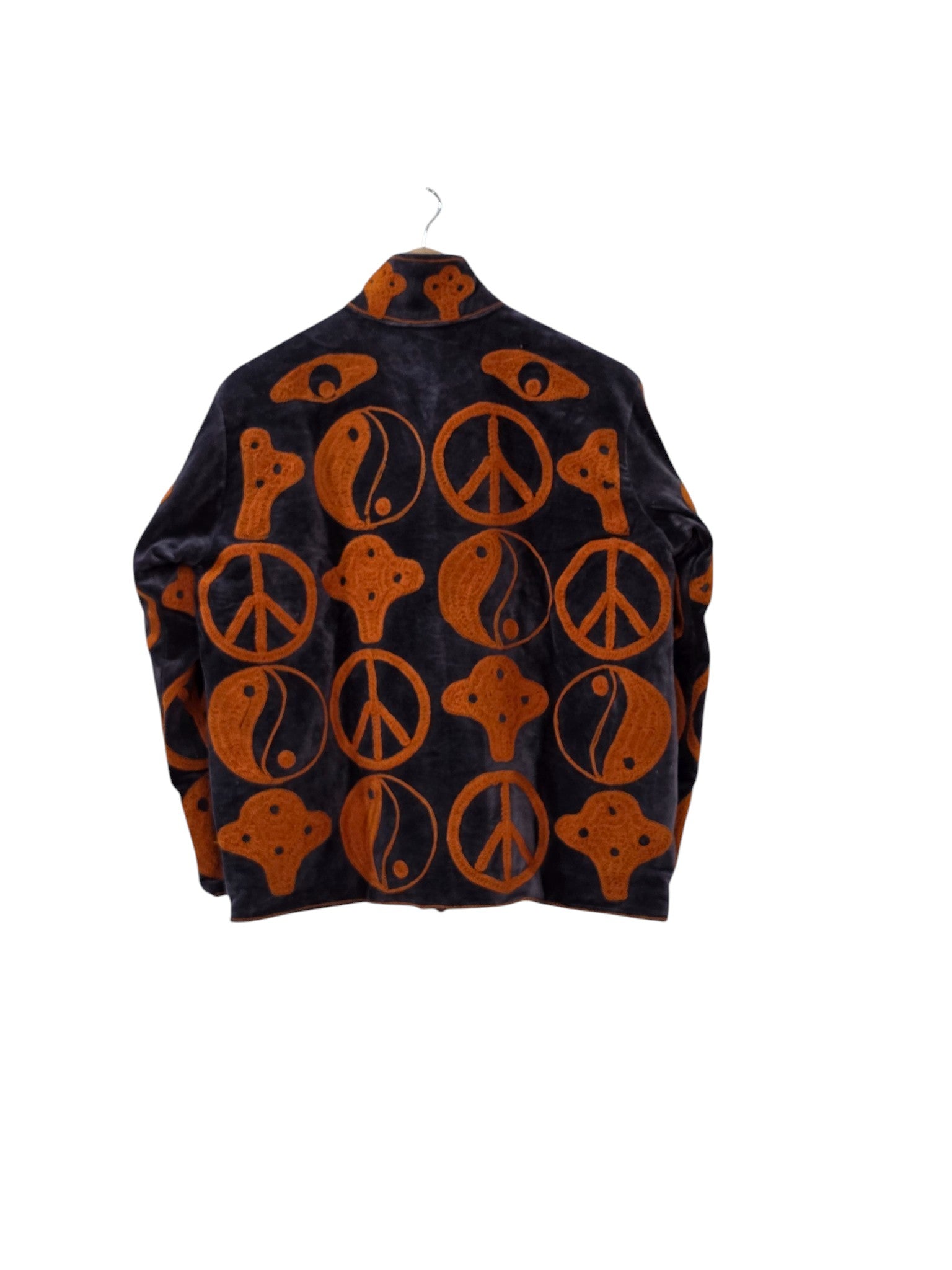Black Nomadic Embroidered Suzani Velvet Jacket - VT08